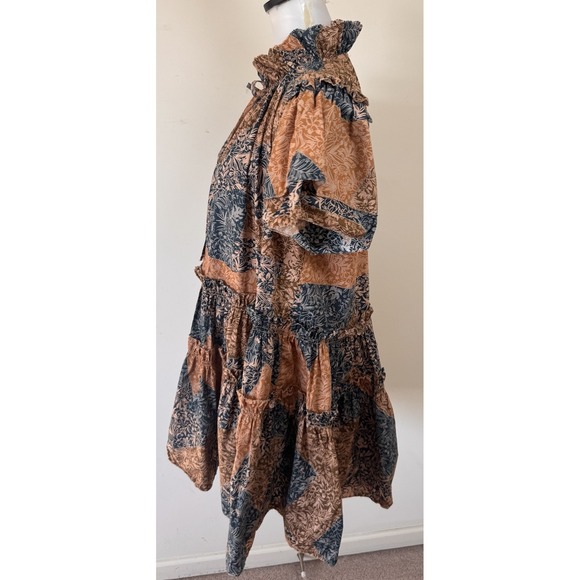 Hunter Bell Prairie Patchwork Merritt Mini Dress Women's Size Small Brown Blue - Picture 5 of 10